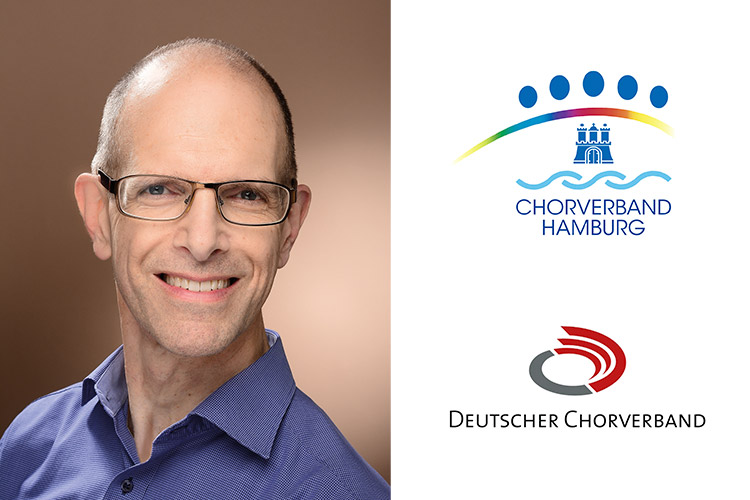 Jonathan Gable und die Logos vom Chorverband Hamburg und dem Deutschen Chorverband
